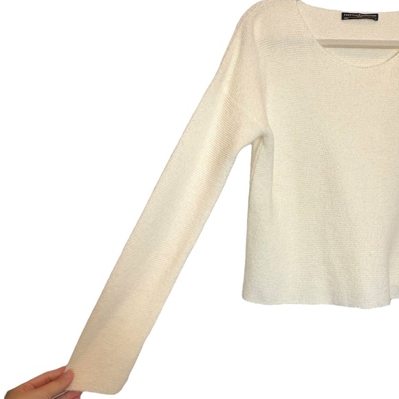 Peruvian Connection Royal Alpaca Cream Ribbed Scoop Neck Sweater Small - Picture 2 of 5